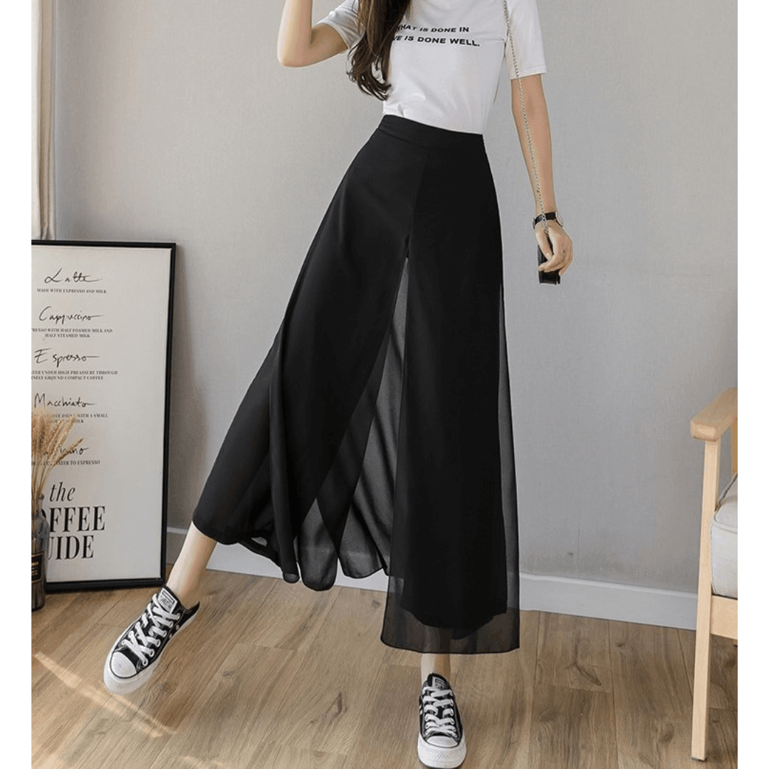 Calça Pantalona de Chiffon Libre