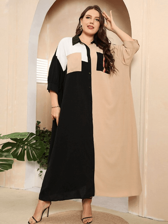 Vestido Oversized com Abotoamento Solaire - Plus Size