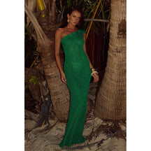 2025 bikini cover-ups sólido malha túnica cover-ups sexy ver através de malha vestido feminino roupas de verão um ombro beachwear