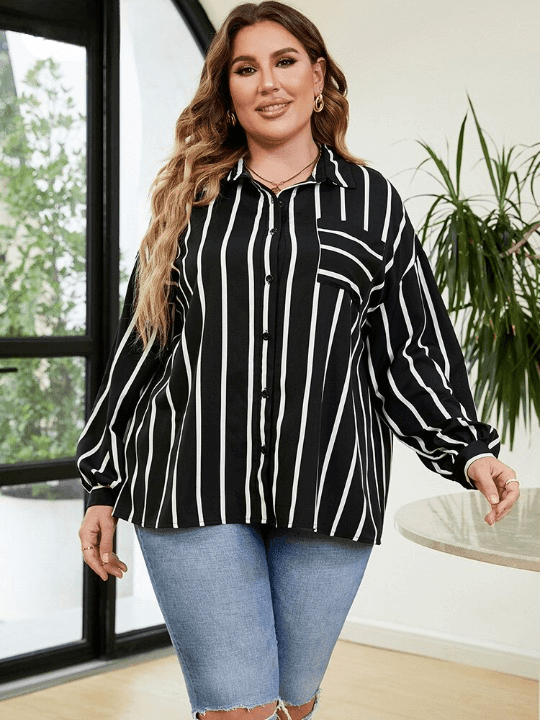 Camisa Casual Rayures - Plus Size