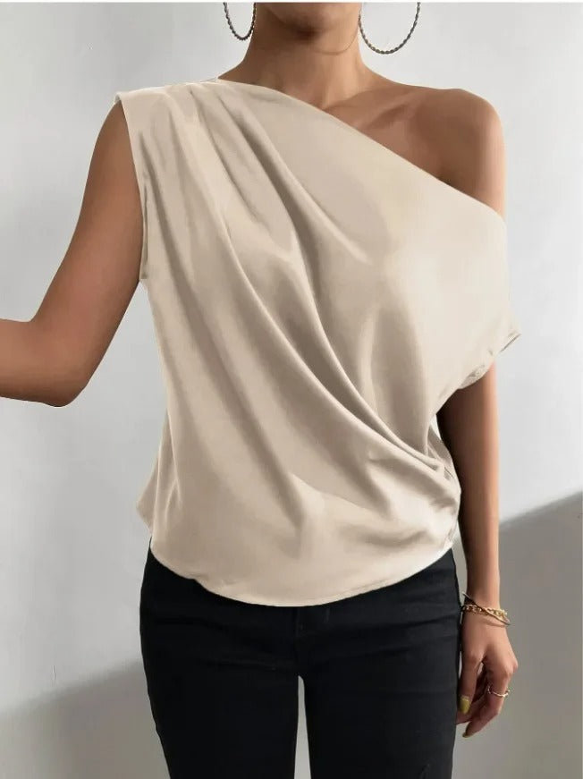 Satin Grace - Blusa Assimétrica de Cetim