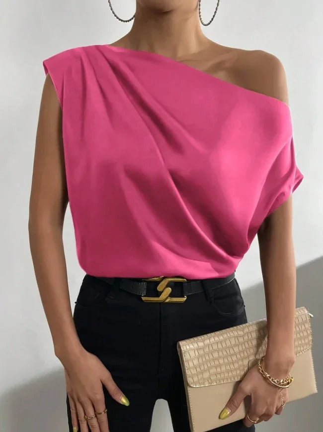 Satin Grace - Blusa Assimétrica de Cetim