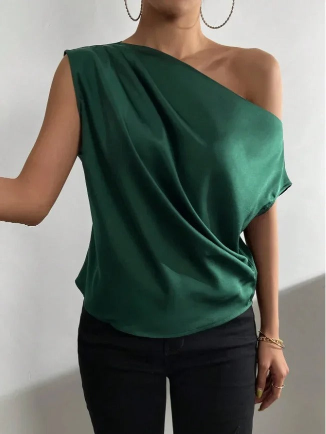 Satin Grace - Blusa Assimétrica de Cetim